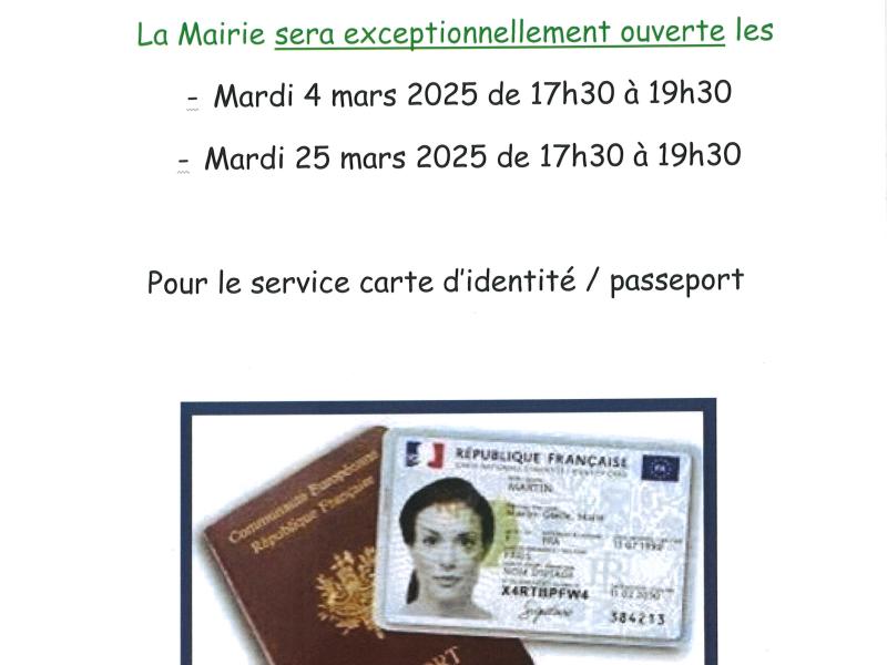 créneaux en soirée demandes de carte d'identité et passeport